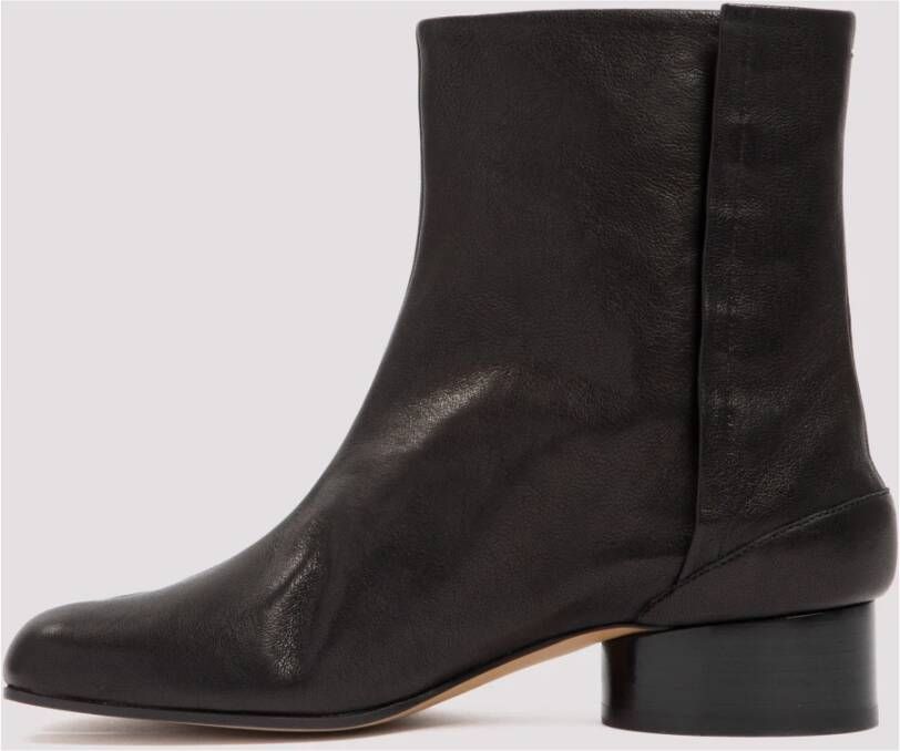 Maison Margiela Zwarte Leren Enkellaarzen Black Dames