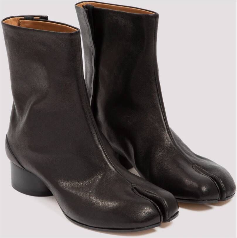 Maison Margiela Zwarte Leren Enkellaarzen Black Dames