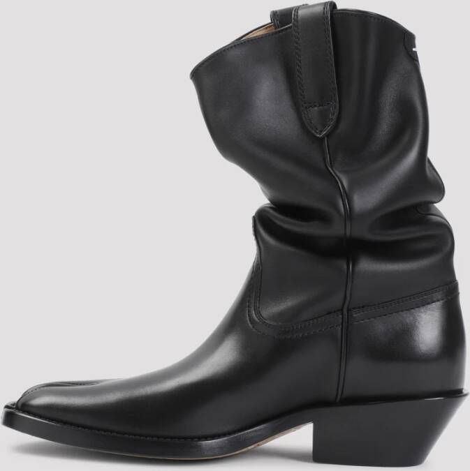 Maison Margiela Zwarte leren enkellaarzen Black Dames