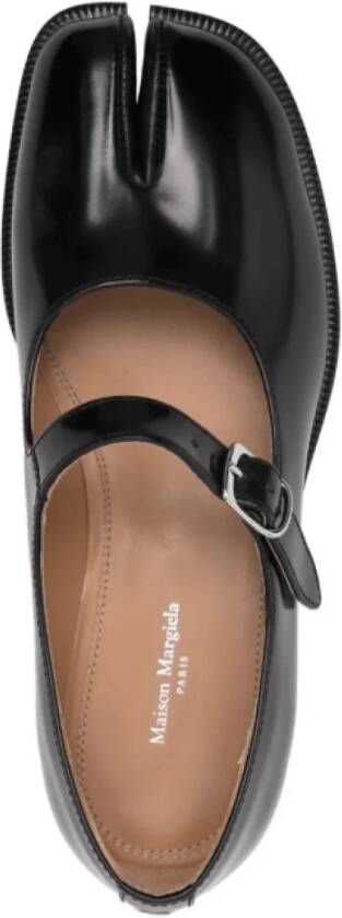 Maison Margiela Zwarte leren loafers met Tabi teen Black Dames