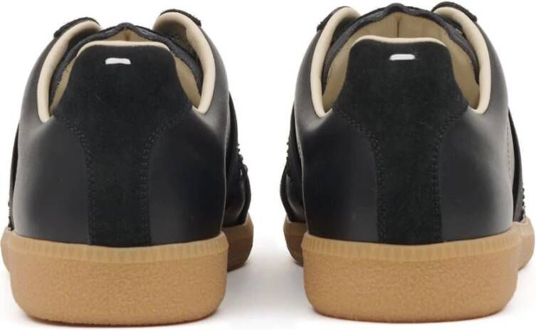 Maison Margiela Zwarte Leren Sneakers Contrast Zool Black Heren