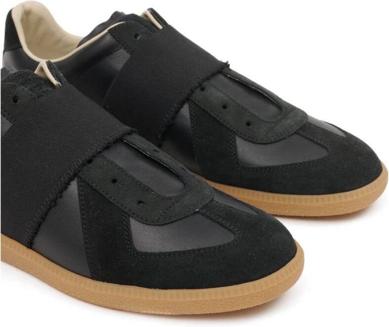 Maison Margiela Zwarte Leren Sneakers Contrast Zool Black Heren