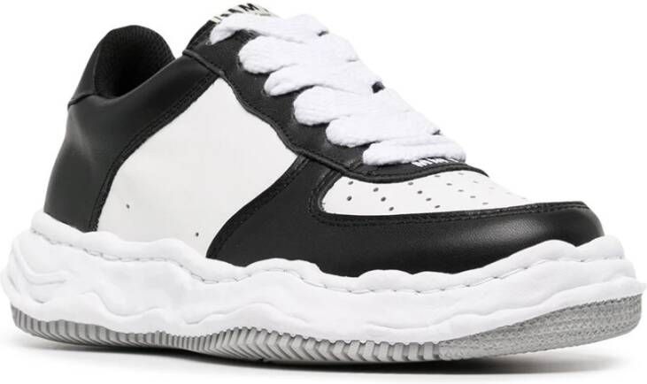 Maison Margiela Zwarte Leren Sneakers met Logo Black Heren