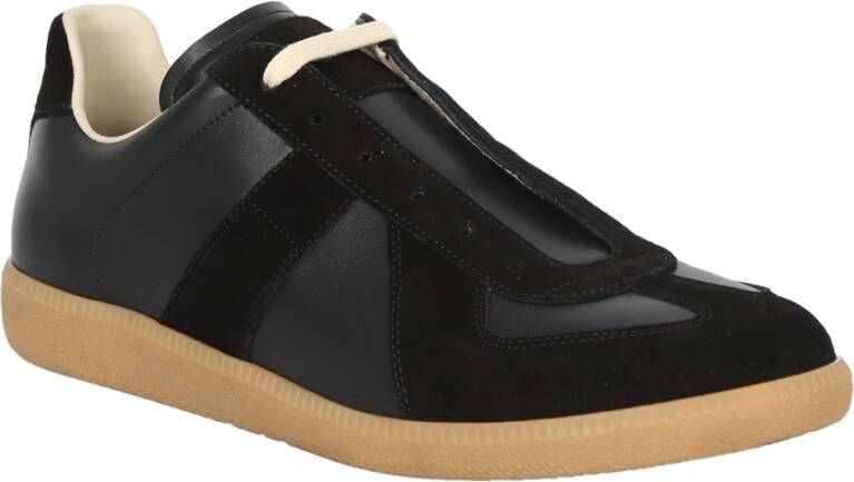 Maison Margiela Zwarte Leren Sneakers Stijlvol Comfortabel Black Heren