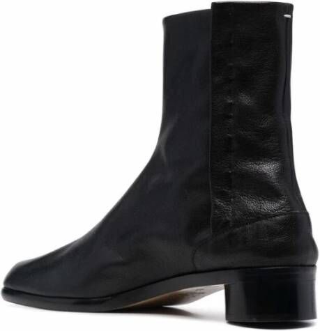 Maison Margiela Zwarte Leren Split Teen Enkellaarzen Black Heren