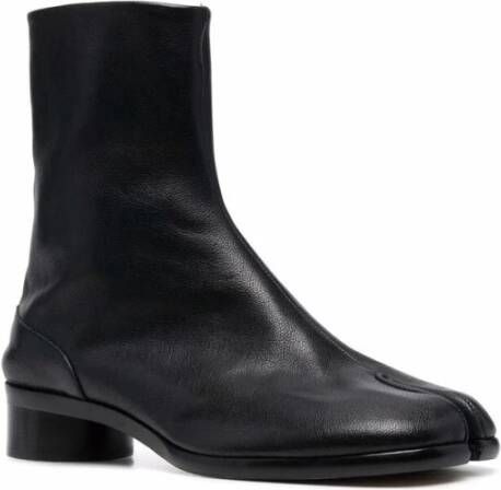 Maison Margiela Zwarte Leren Split Teen Enkellaarzen Black Heren