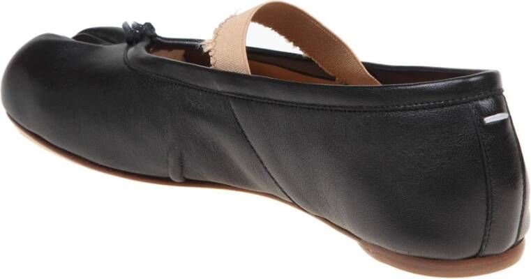 Maison Margiela Zwarte leren Tabi ballerina elastiek Black Dames