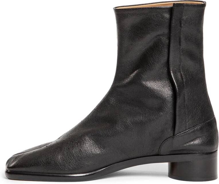 Maison Margiela Zwarte Leren Tabi Enkellaarzen Black Heren