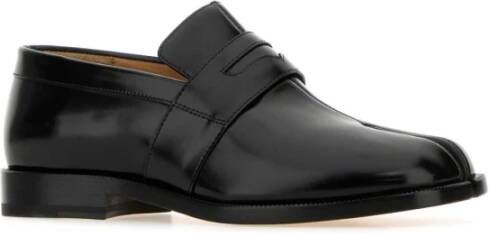 Maison Margiela Zwarte leren Tabi loafers Black Dames