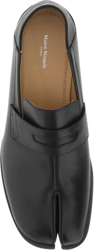 Maison Margiela Zwarte leren Tabi loafers Black Heren