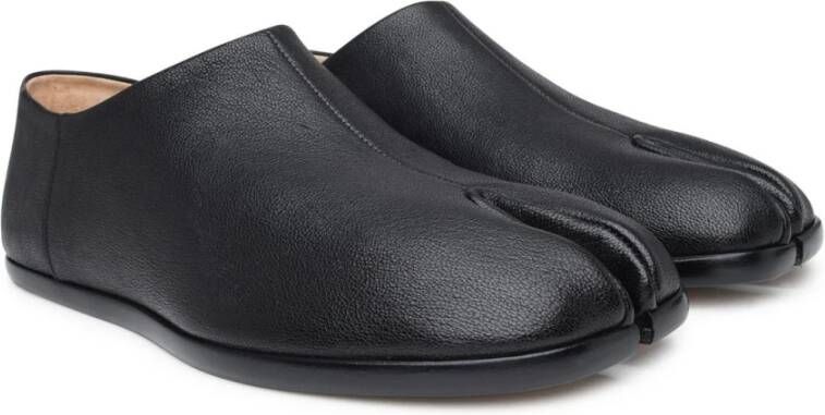 Maison Margiela Zwarte leren Tabi mocassin Black Heren