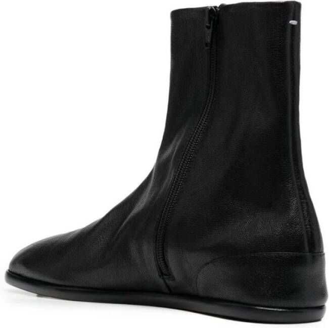 Maison Margiela Zwarte leren Tabi Teen Enkellaarzen Black Heren