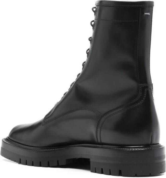 Maison Margiela Zwarte leren Tabi Teen Lace-Up laarzen Black Heren