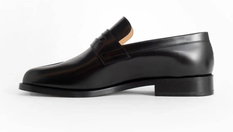 Maison Margiela Zwarte Leren Tabi Teen Mocassin Black Heren