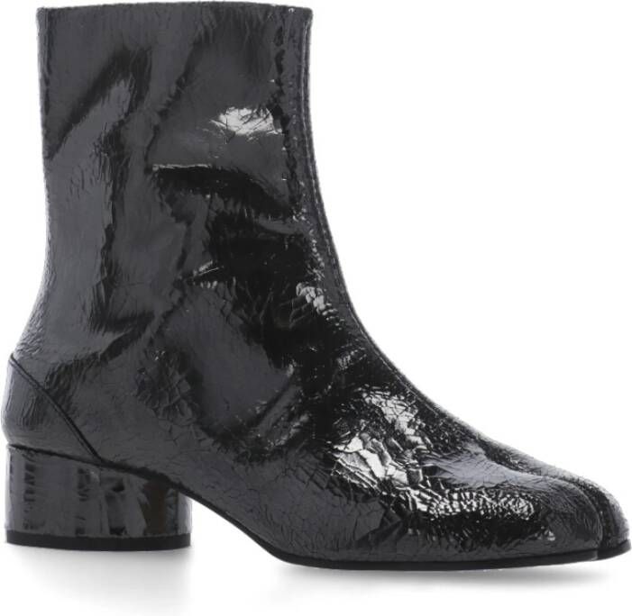 Maison Margiela Zwarte Spiegel Leren Tabi Laarzen Black Dames