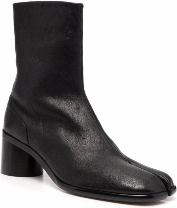 Maison Margiela Zwarte Tabi-Teen Enkellaarzen Black Heren