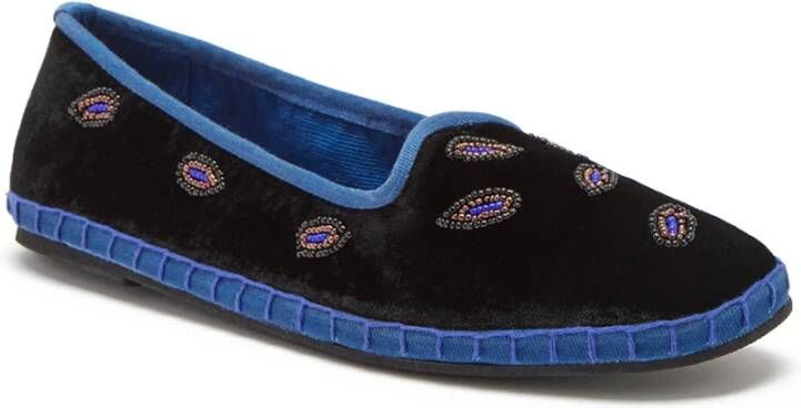 Maliparmi Handgemaakte Beaded Velvet Babouche Black Dames