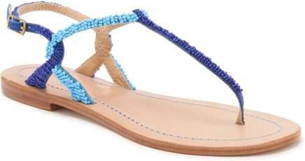 Maliparmi Handgemaakte Kralen Geborduurde Teenslippers Blue Dames