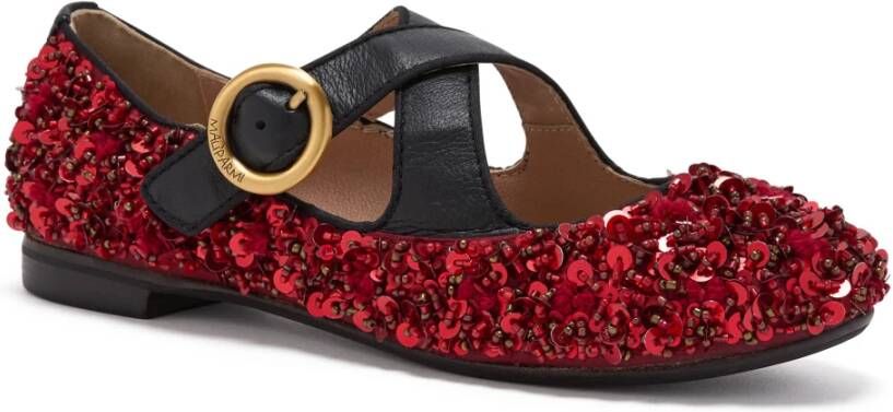 Maliparmi Tweed Paillettes Ballerina Red Dames