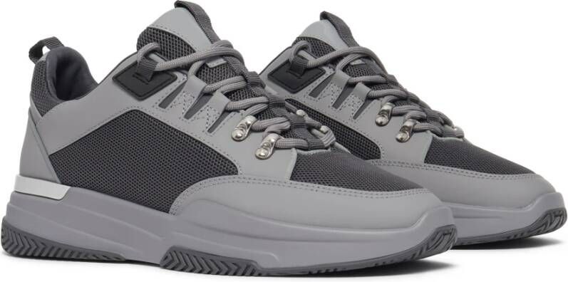 Mallet London Grijze Mesh Leren Sneakers Gray Heren