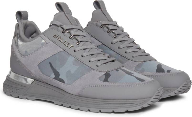 Mallet London Grijze Camo Lichtgewicht Triple Sneaker Gray Heren