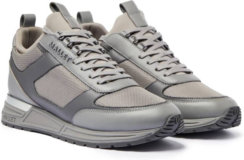 Mallet London Grijze Mesh Sneakers met Premium Materialen Gray Heren