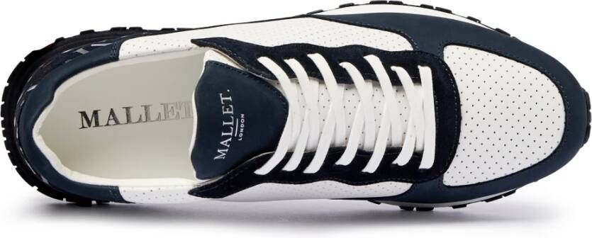 Mallet London Marine Zilver Leren Sneakers Blue Heren