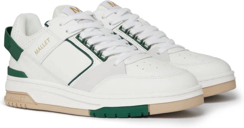 Mallet London Retro Groene Leren Sneakers White Heren