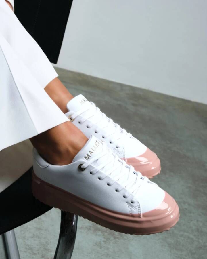 Mallet London Roze Gedipte Damessneakers White Dames