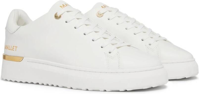 Mallet London Witte Gouden Sneakers met Gouden Accenten White Heren