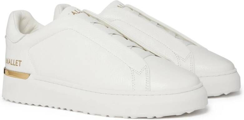 Mallet London Witte Tumbled Leren Instap Sneakers White Heren