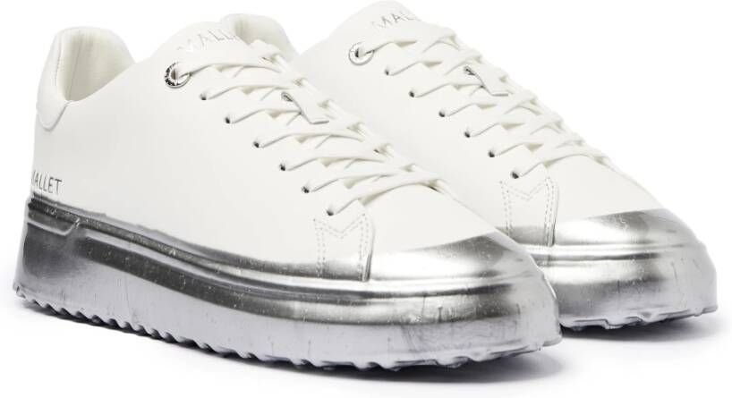 Mallet London Zilver Dip Leren Sneakers White Heren