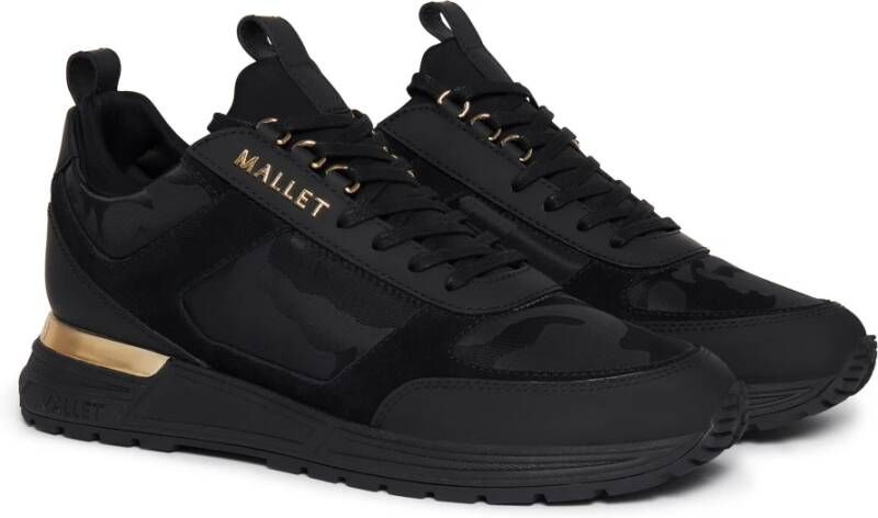 Mallet London Zwarte Gouden Camo Sneaker Update Black Heren