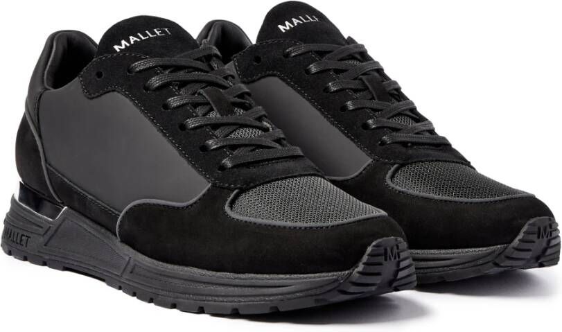 Mallet London Zwarte Leren Sneakers met Mix van Texturen Black Heren