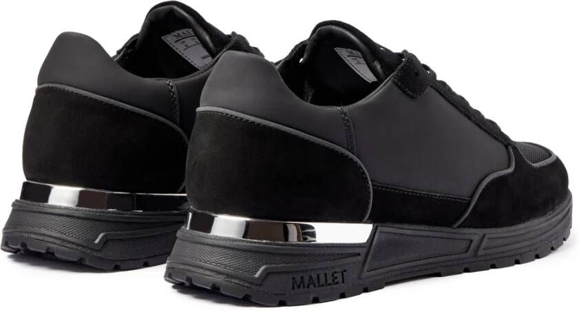 Mallet London Zwarte Leren Sneakers met Mix van Texturen Black Heren