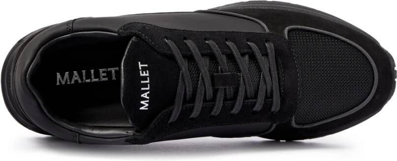 Mallet London Zwarte Leren Sneakers met Mix van Texturen Black Heren