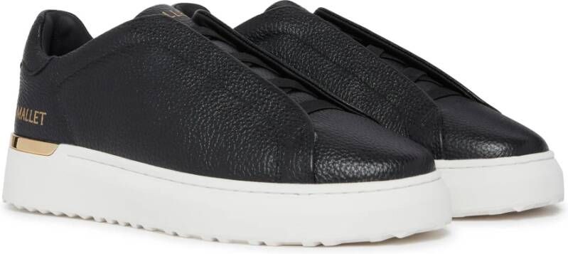 Mallet London Zwarte Tumbled Leren Instap Sneakers Black Heren