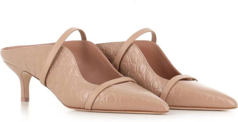 Malone Souliers Beige Cocco Effect Leren Muiltjes Beige Dames