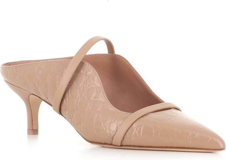 Malone Souliers Beige Cocco Effect Leren Muiltjes Beige Dames