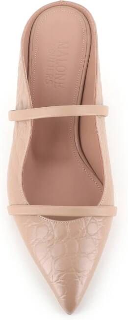 Malone Souliers Beige Cocco Effect Leren Muiltjes Beige Dames