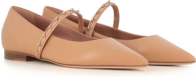 Malone Souliers Beige Leren Ballerina Platte Schoenen Beige Dames