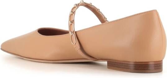 Malone Souliers Beige Leren Ballerina Platte Schoenen Beige Dames