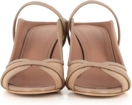 Malone Souliers Beige Raffia Elastische Leren Sandaal Beige Dames