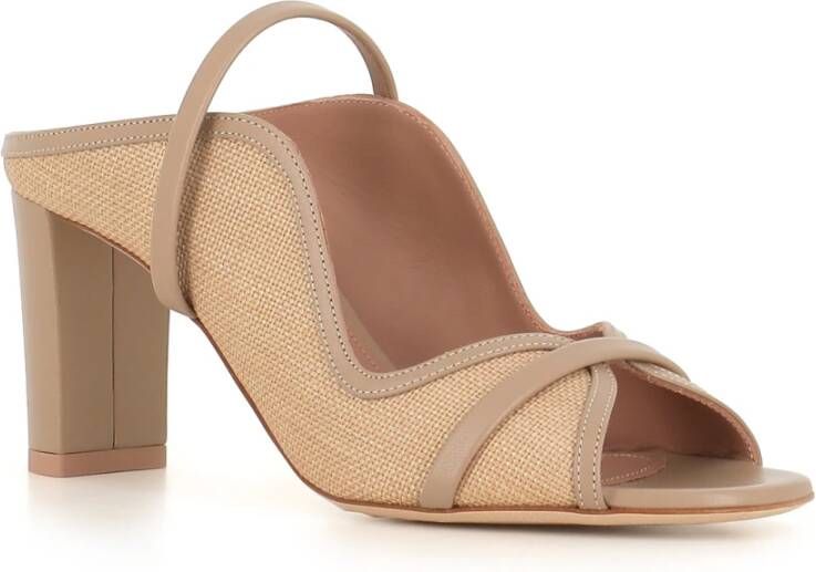 Malone Souliers Beige Raffia Elastische Leren Sandaal Beige Dames