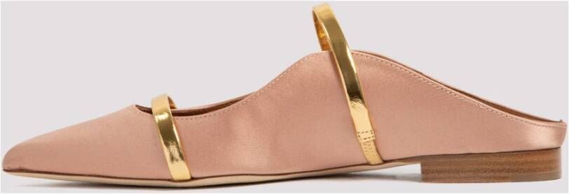 Malone Souliers Blush Gold Zijde Spiegel Leren Platte Schoenen Yellow Dames