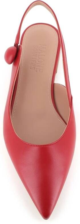 Malone Souliers Rode leren ballerina schoenen met slingback Red Dames