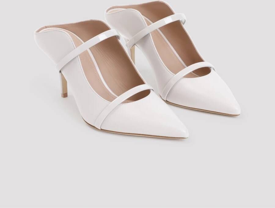 Malone Souliers Witte Leren Pumps met Puntige Neus White Dames