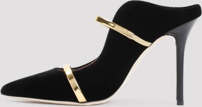 Malone Souliers Zwart Goud Velvet Maureen Schoenen Black Dames