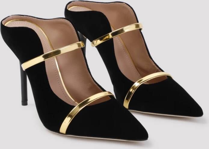 Malone Souliers Zwart Goud Velvet Maureen Schoenen Black Dames