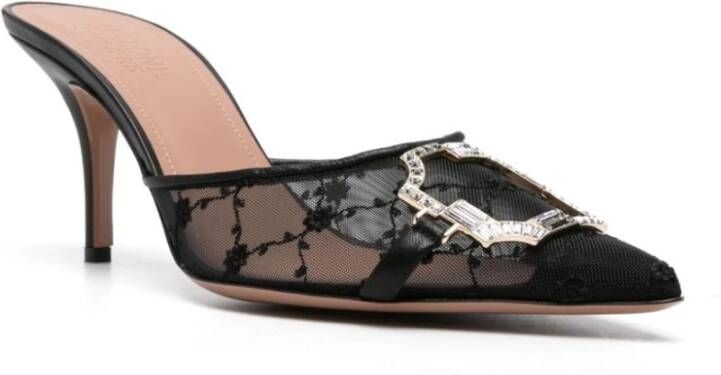 Malone Souliers Zwarte bloemen geborduurde hakken Black Dames